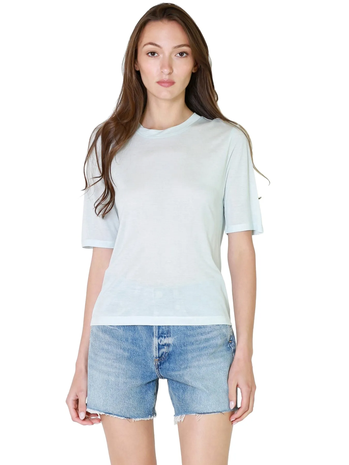 Vince Elbow Sleeve Crew Neck Shirt In Sky