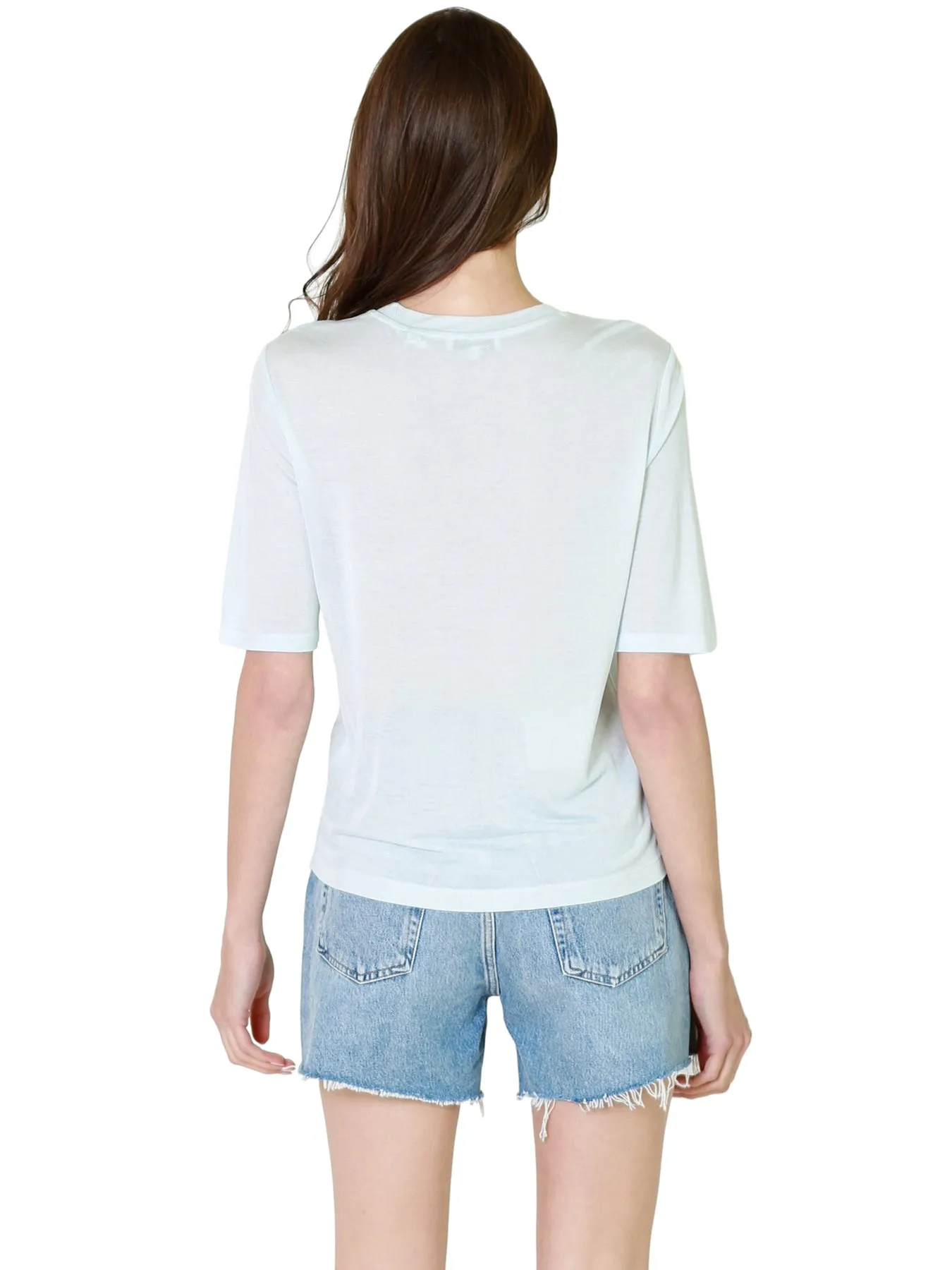 Vince Elbow Sleeve Crew Neck Shirt In Sky