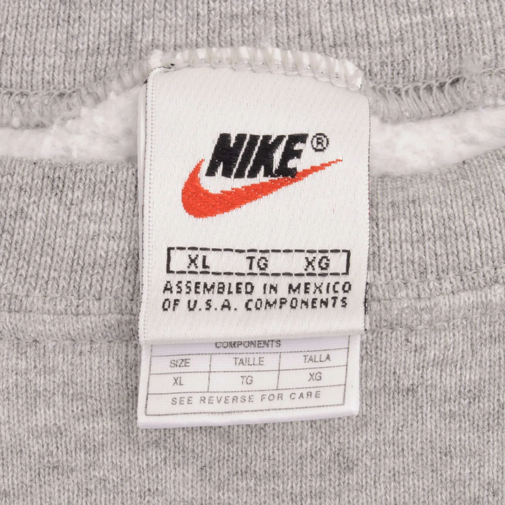 VINTAGE NIKE CLASSIC SWOOSH GRAY SWEATSHIRT 1990S SIZE XL