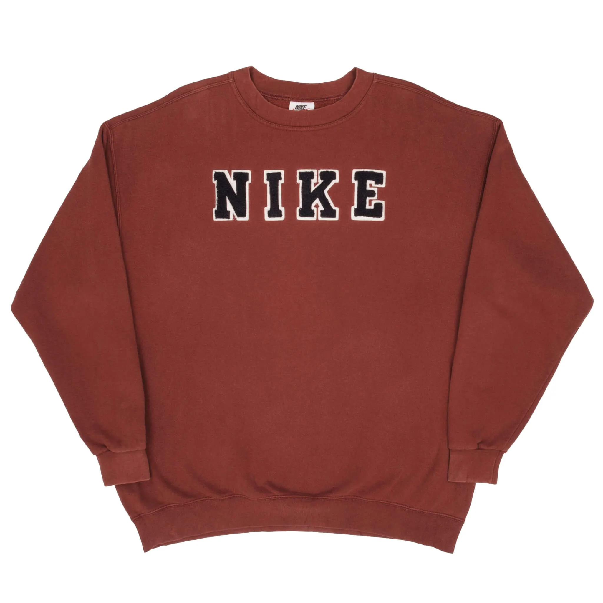 VINTAGE NIKE SPELLOUT BURGUNDY SWEATSHIRT 1990S SIZE XL MADE IN USA