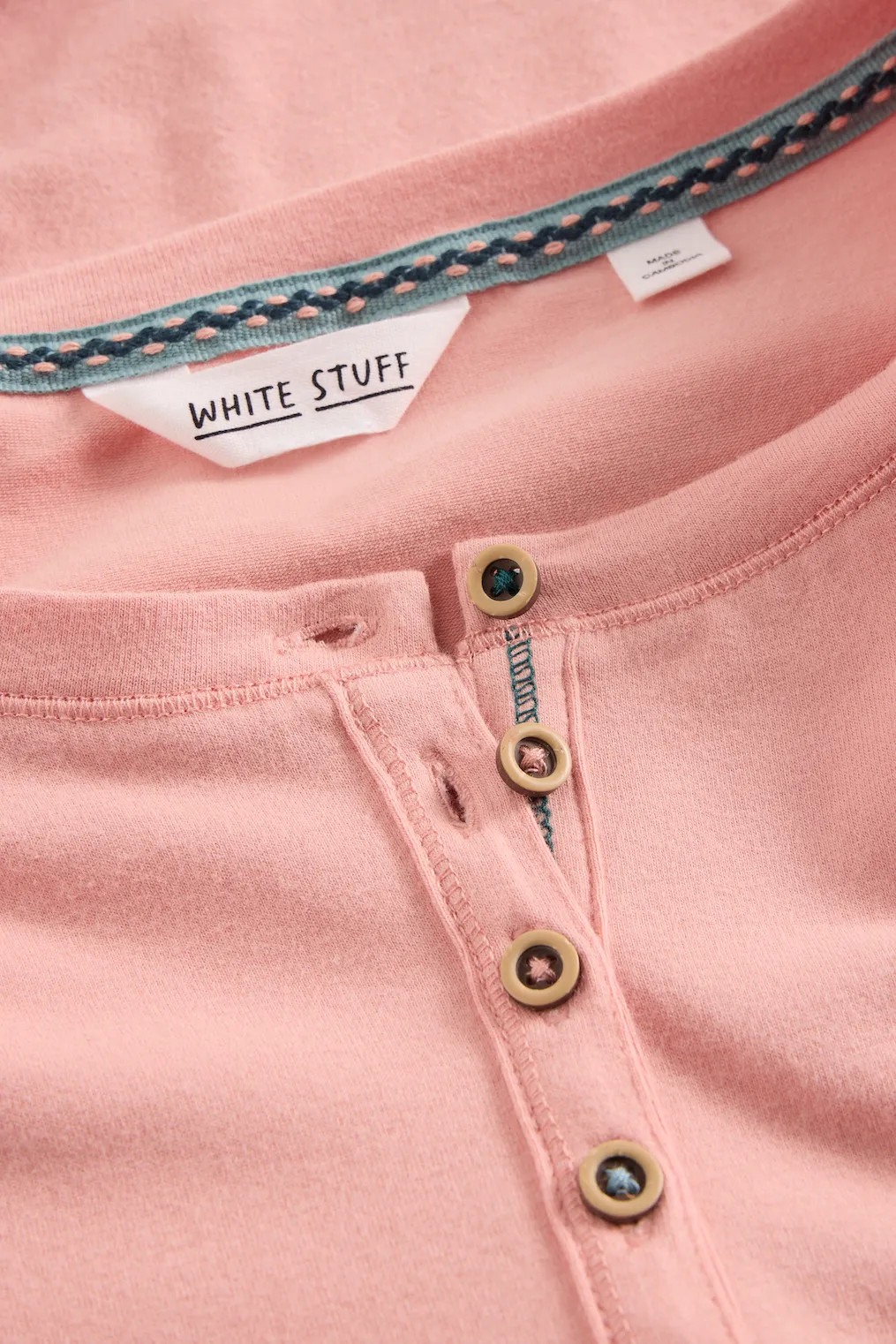 White Stuff Hailey Henley Jersey Light Pink Top