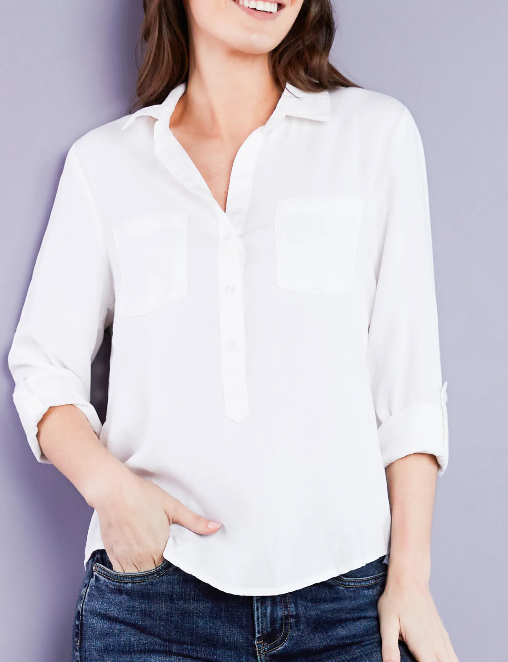 White Tencel Henley