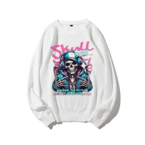 Women Vintage Skull Beat Graphic Sweatshirts