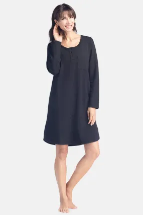 Women's EcoFleece™ Above Knee Henley Nightshirt