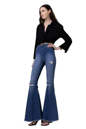 Womens High Rise Flare Jeans Pants