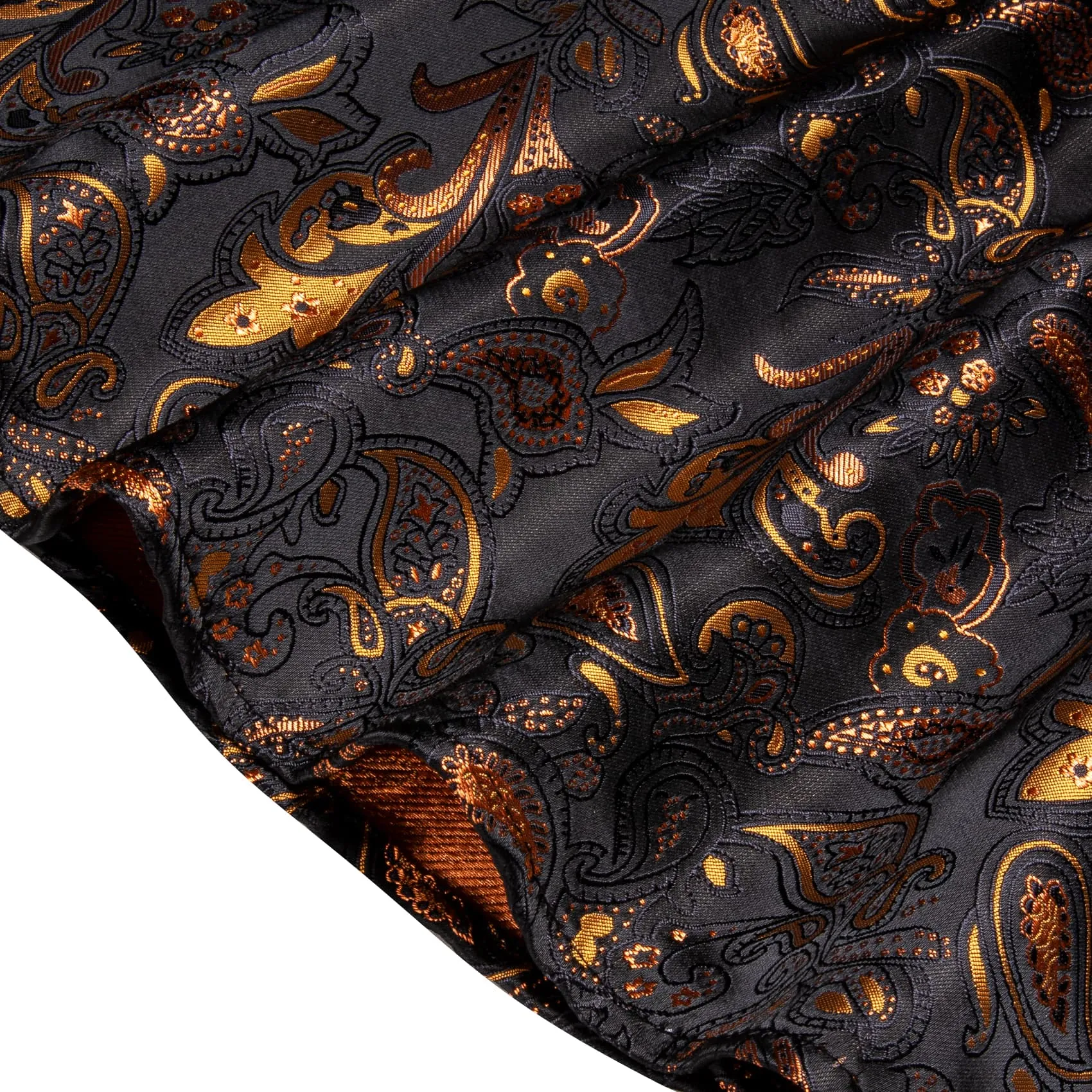 YourTies Black Shirt Orange Jacquard Paisley Shirt Men's Silk Top