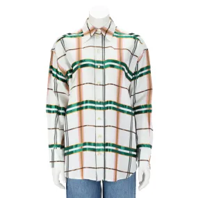 Zimmermann White Satin Check Dancer Body Shirt